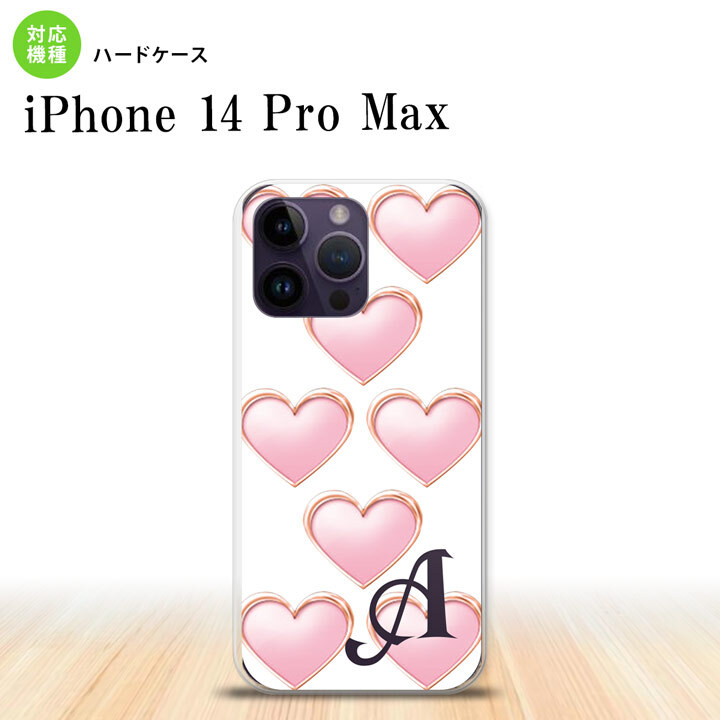 iPhone14 ProMax iPhone14 Pro Max スマホケース 背面ケース ハードケース ハート C 白 +アルファベット 2022年 9月発売 nk-i14pm-175i