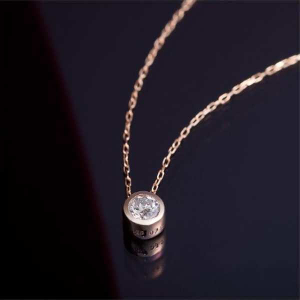 ダイヤモンド ネックレス K18PG 0.1ct フクリン ペンダント 18金 ピンクゴールド 一粒ダイヤ シンプル 華奢 レディース アクセサリー ジュエリー プレゼント ギフト 贈り物