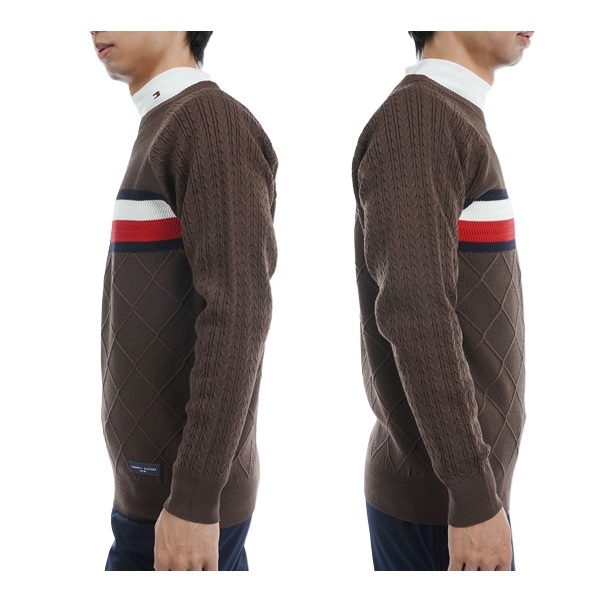 トミーヒルフィガー ゴルフ メンズ シグネチャーストライプ クルーネックセーター TOMMY HILFIGER GOLF THMA473 秋冬モデル お誕生日祝い お祝い 記念品 お父さん 父の日 彼氏 男性 30代 40代 50代 60代  還暦祝い 敬老の日 人気プレゼント プレゼント