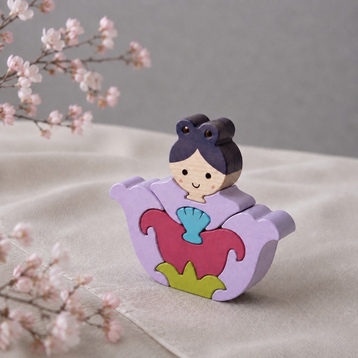国産ヒノキの花雛｜可愛い木のひな人形｜木製ひな人形｜ひな祭り・桃の節句の節句飾り