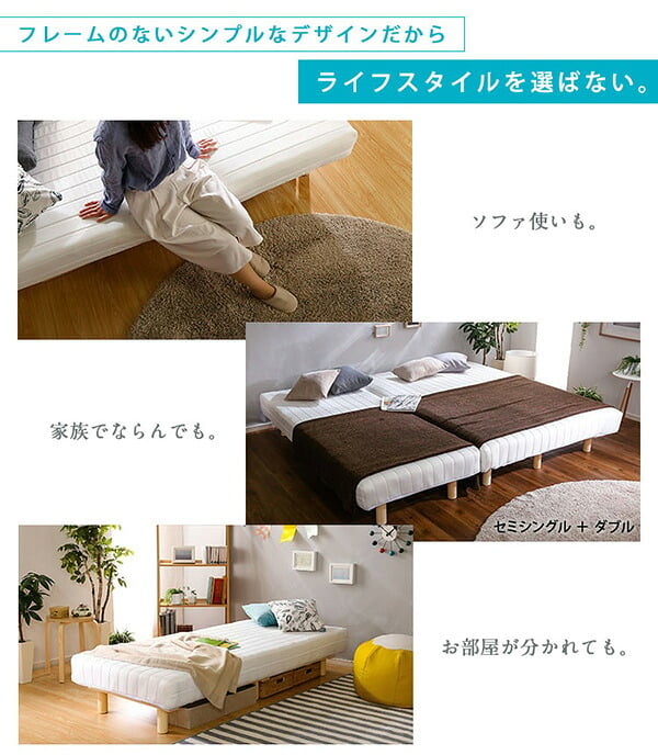 ベッド 寝具 新発想で搬入も組立カンタン ほどよい弾力 脚付きロールマットレス ボンネルコイルスプリング Unite -Raide- -ユニテ・ライド- ダブルサイズ ダブル ネイビー ホームテイスト 脚つきマットレス 脚付き ボンネルコイル