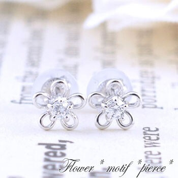 ピアス レディース 18金 ダイヤモンド フラワー ダイヤ 花 ピアス ホワイトゴールドk18 18k 0.07ct ダイヤピアス スタッドピアス クリスマス