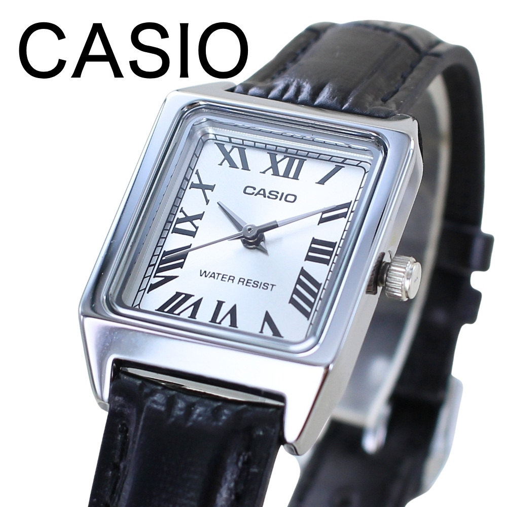 カシオ CASIO 腕時計 レディース 収納ケース付き チープカシオ チプカシ スクエア 革ベルト ブラック シルバー シンプル 日常使い プレゼント ギフト 時計 女性用 彼女 母 妻 誕生日 就職祝い 入学祝い 日本未発売 海外モデル 成人 卒業 入学