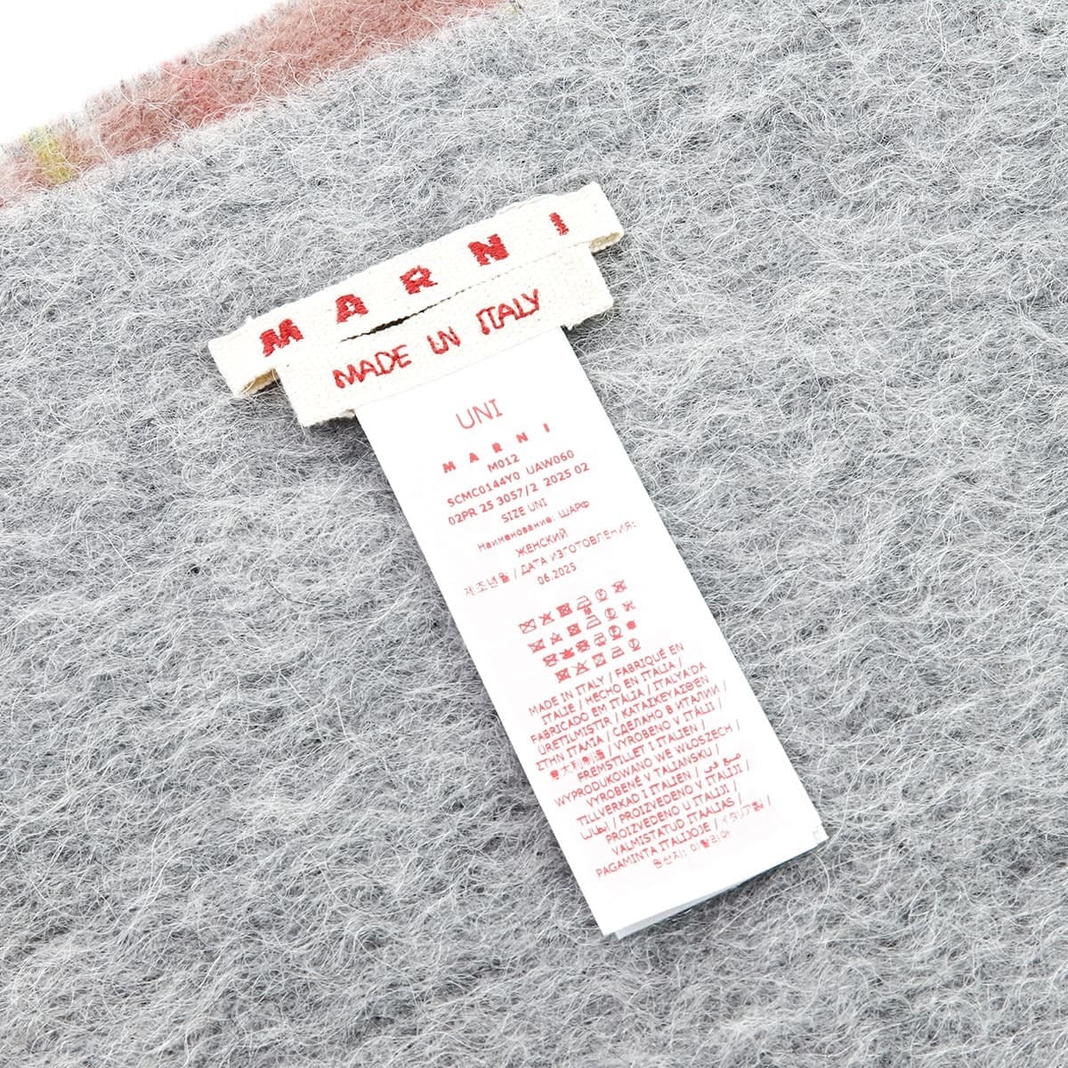 マルニ MARNI マフラー レディース SCMC0144Y0 UAW060 CHN26 ROSA ピンク チェック柄 ウール ウールブレンド ストール スカーフ ロゴ フリンジ モヘア アルパカ 防寒 秋冬 ブランド