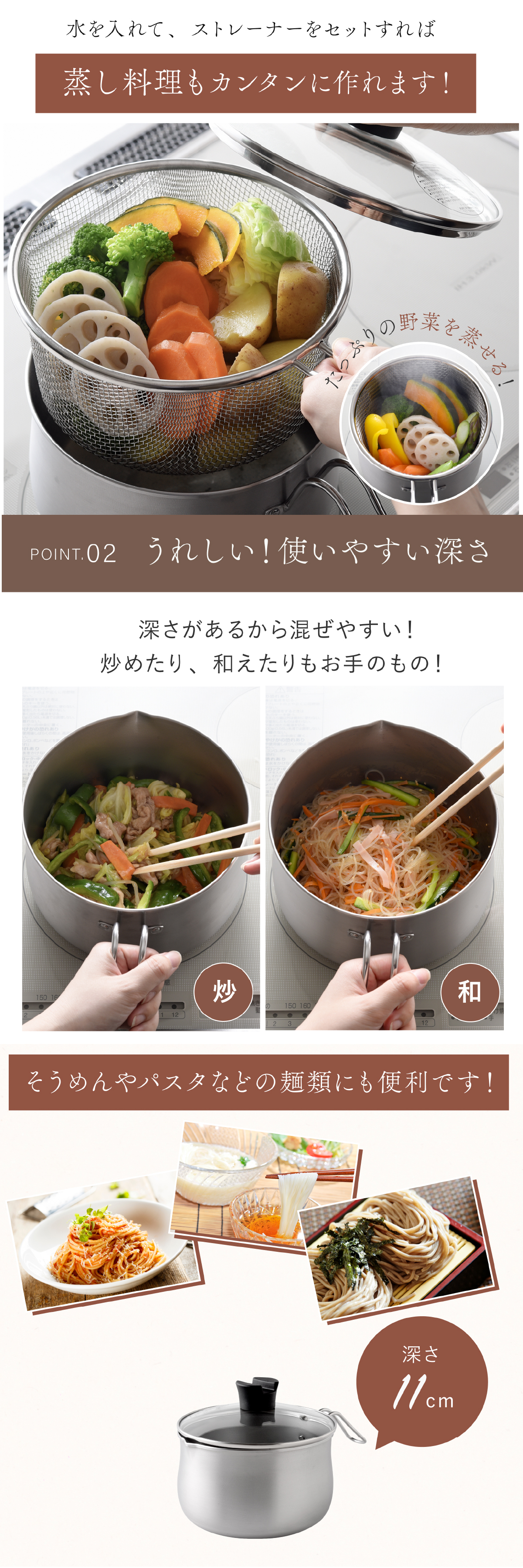 マルチポット 18cm ストレーナー付き 逸品物創 ステンレス 燕三条 日本製 2.9L 1台9役 片手鍋 湯切り 蒸し料理 揚げ物 茹でる 炊く 保存 IH対応 ガス対応 食洗機対応 ガラス蓋 多用途鍋 作り置き 新生活 結婚祝い 敬老の日 ギフト