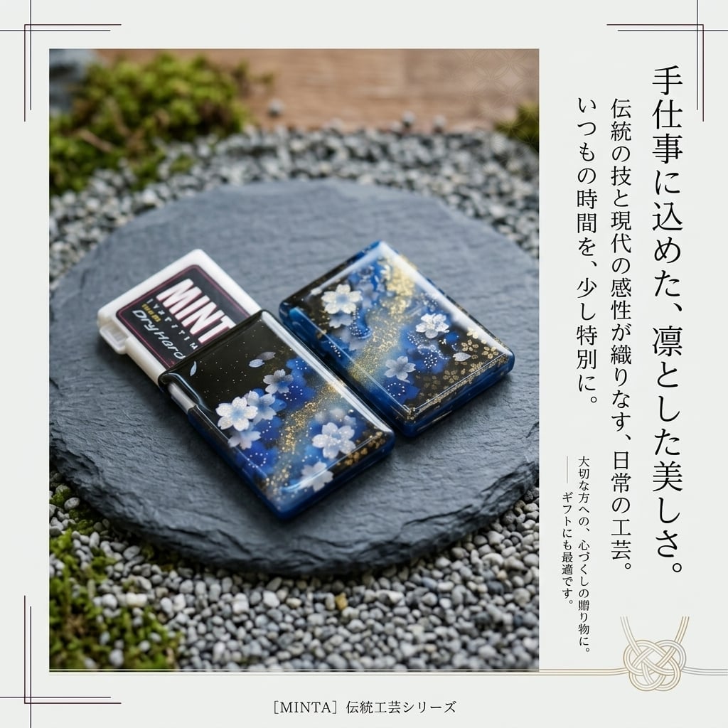 匠の技！和柄ペアMINTIAケース『御』ミンティア フリスク 名入れ 職人 手作り ハンドメイド 送料無料 伝統工芸 桜 和モダン 和風 和雑貨 ギフト プレゼント