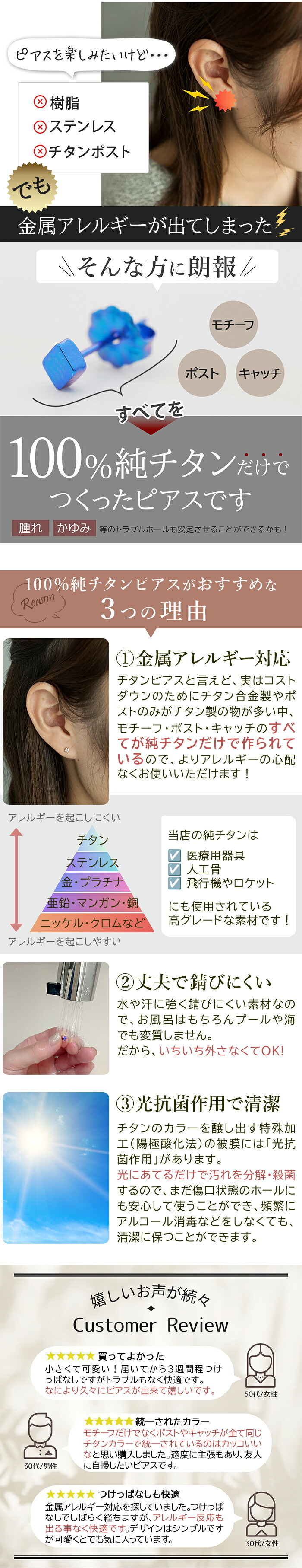 チタン ピアス つけっぱなし セカンドピアス 純チタン 菱形 ダイヤ 金属アレルギー 日本製 ポスト 軸太0.75mm 長さ10mm 全8色 全品1個ずつバラ売り 医療用 おすすめ かわいい シンプル 小さめ ミニ 極小 人気 メンズ レディース プレゼント