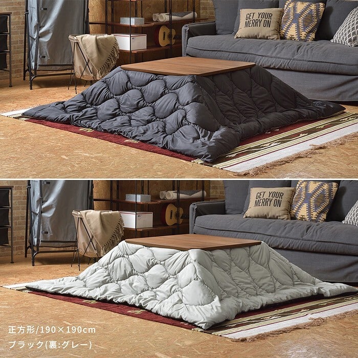 こたつ掛け布団 リバーシブル 撥水 キルティング 正方形190×190cm 長方形190×230cm コットン ポリエステル 収納ケース付き 洗濯機対応 ブランケット キャンプ アウトドア 80×80cm対応 120×80cm対応 こたつ布団単品 防寒
