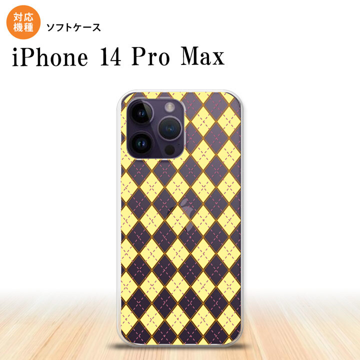 iPhone14 ProMax iPhone14 Pro Max スマホケース 背面ケースソフトケース アーガイル クリア 黄 2022年 9月発売 nk-i14pm-tp1406