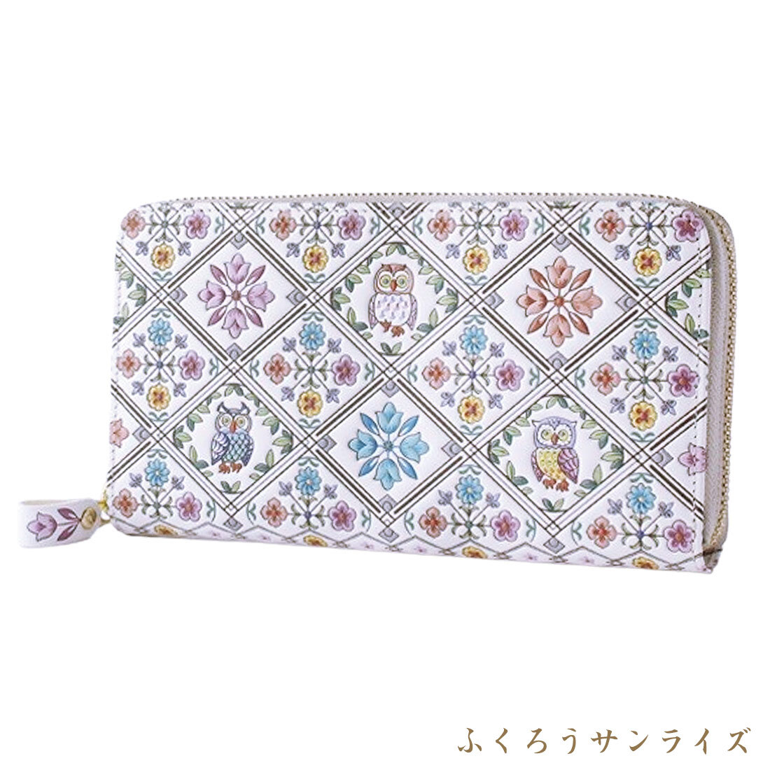 浅草文庫 長財布 オリエント WA-4 ラウンド財布 柄 財布 サイフ ラウンドファスナー ラウンドジップ 浅草 文庫革 友禅染 江戸小紋 送料無料 レザー 牛革 レディース ギフト プレゼント