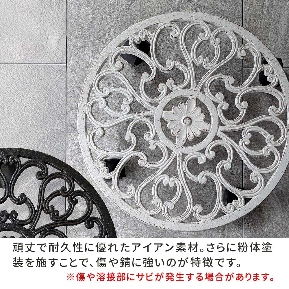 ガーデン エクステリア アイアン製プランタースタンド キャスター付 大小2個セット 「DECOR」(デコール) IF-N003637-2P 花台 鉢置き 鉢 プランター フラワースタンド スタンド ボード 鉄製 スチール おしゃれ