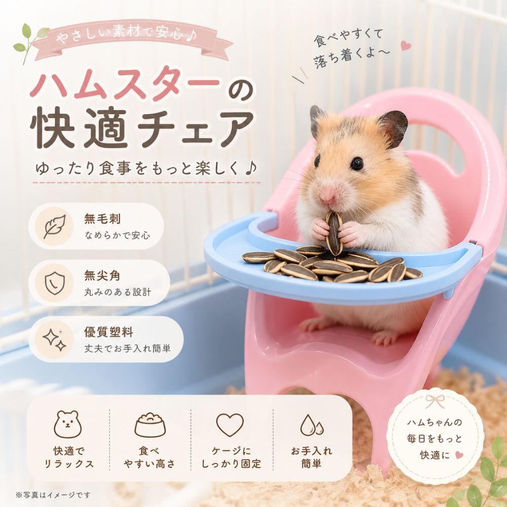 ハムスター 食事チェア ミニチェア 食事台 エサ台 小動物 おもちゃ 椅子 イス フードトレー 食事用 ハムスター用品 小動物用品 ペット用品 かわいい