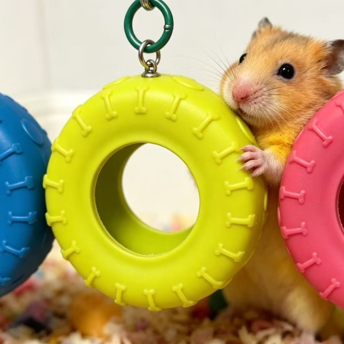 ハムスター おもちゃ タイヤ 吊り下げ 小動物 おもちゃ ハムスター用品 ケージ 吊り下げ玩具 運動 遊び道具 ストレス解消 小動物用品 ペット用品