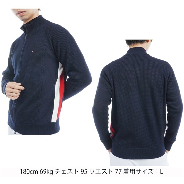 トミーヒルフィガー ゴルフ メンズ ケーブル フルジップ セーター TOMMY HILFIGER GOLF THMA479 秋冬モデル お誕生日祝い お祝い 記念品 お父さん 父の日 彼氏 男性 30代 40代 50代 60代  還暦祝い 敬老の日 人気プレゼント プレゼント