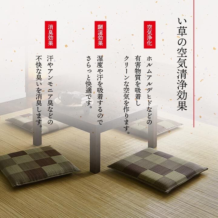 日本製 い草 座布団 クッション ブロック柄 2枚組 約55×55cm ブロック柄のい座布団 国産 抗菌防臭 消臭 ウレタン 座ぶとん ざぶとん フロアクッション 和室クッション 寝具 寝室用品 インテリア ウレタンフォーム クッション性 汚れにくい 新生活