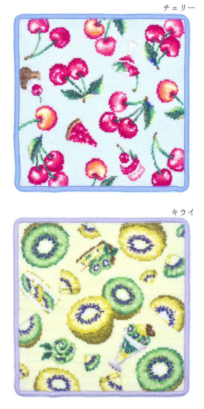 日本製 シェニール織 タオルハンカチ フルーツスイーツ柄 くだもの アーンジョー Enjeau ギフトラッピング対応可 ※ネコポス便発送