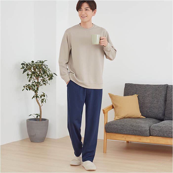 メンズ 裏起毛パンツ 通販 らくちんパンツ あったかズボン 防寒パンツ秋冬 スラックス 総ゴム ベルトループあり 前開きファスナー 総ゴムズボン ルームウェア ストレッチズボン 長ズボン ふんわり裏起毛 お出かけパンツ 寒さ対策 リラックスパンツ 部屋着