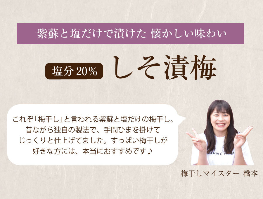 【特選紀州南高梅】【しそ漬梅250g×2パック（塩分約20％）】【無添加】しそと塩のみで漬けた昔ながらの梅干し つけもの 梅干し ギフト プレゼント 内祝