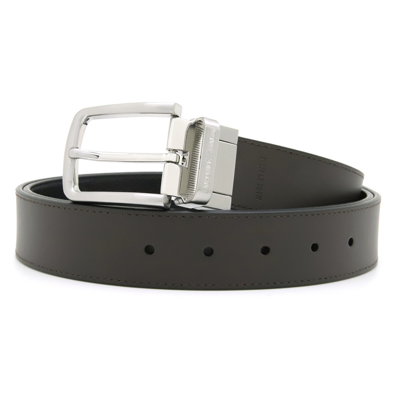 エンポリオアルマーニ メンズベルト リバーシブル レザー 回転式バックル EMPORIO ARMANI ブランド ベルト メンズ ブラック ダークブラウン EM007172 AF29130 MC593 【ラッピング無料 誕生日 お祝い プレゼント ギフト 贈り物】 送料無料