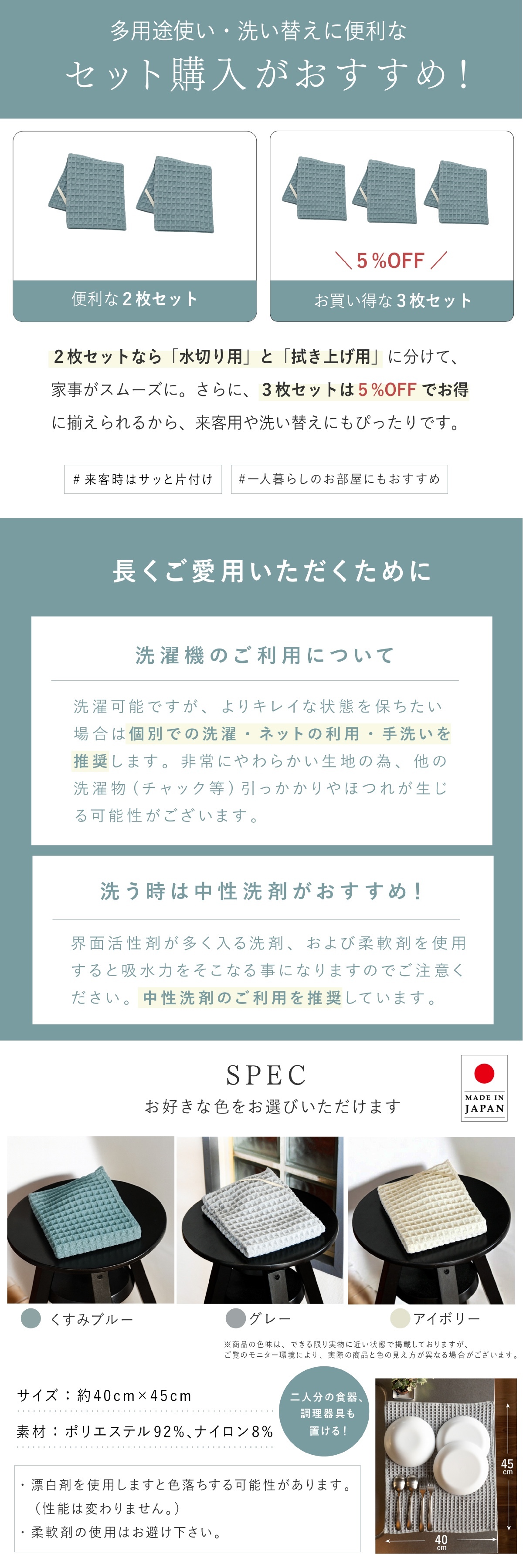 水切りマット テイジン あっちこっち水切りマット 1枚 単品 40×45cm 日本製 帝人 ミクロスター 吸水 速乾 抗菌 洗える 大判 水切りカゴ代わり 水切りラック代わり 食器 コップ 水筒 保存容器 キッチン 吸水マット ワッフル 薄型 省スペース くすみブルー グレー アイボリー 一人暮らし 新生活 引っ越し祝い プレゼント ギフト