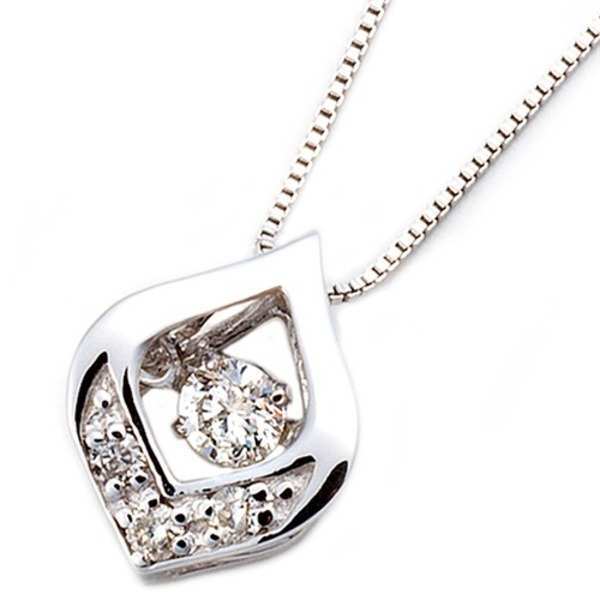 ダイヤモンド ネックレス 一粒 K18 ホワイトゴールド 0.1ct ダンシングストーン 雫 ドロップ ペンダント 揺れるダイヤ レディース アクセサリー ギフト