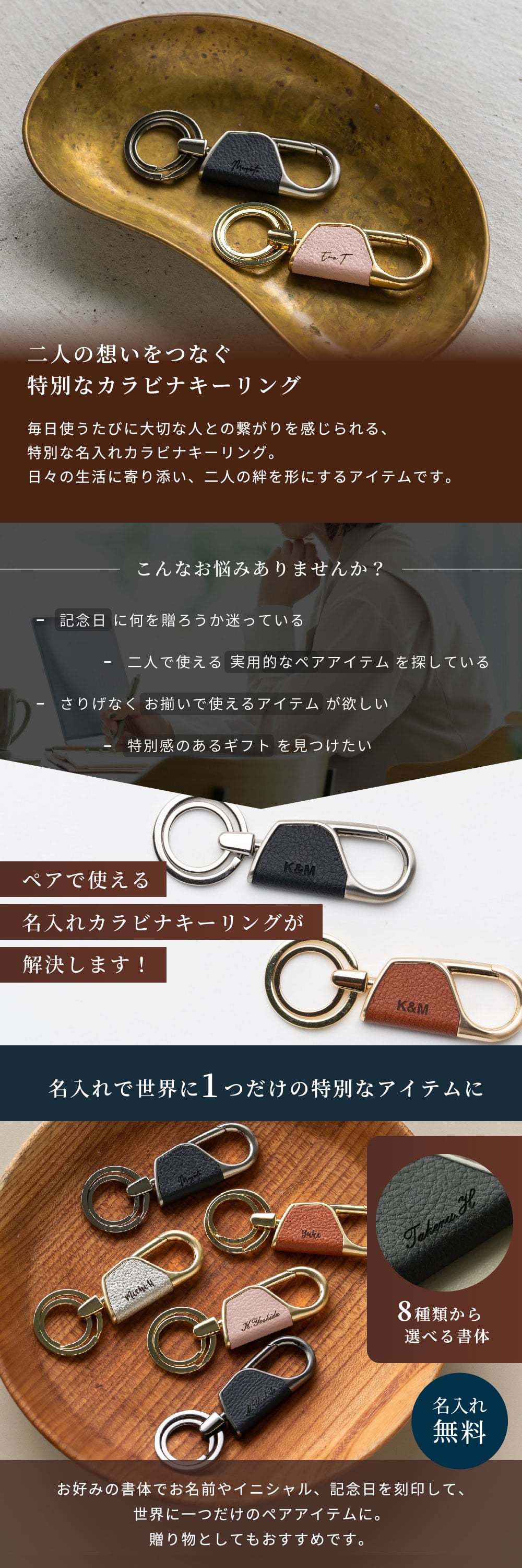 ペア 名入れ カラビナ キーリング ラウンド型 2個 セット BOX付き 名前入り キーホルダー エコレザー メンズ レディース おしゃれ カラビナ 結婚記念日 革婚式 お揃い カップル クリスマス 合成皮革 おしゃれ 彼氏 彼女 夫 妻名前 刻印 記念品 プレゼント バレンタイン ホワイトデー クリスマス 即日発送 ギフト 父の日 2026 プレゼント