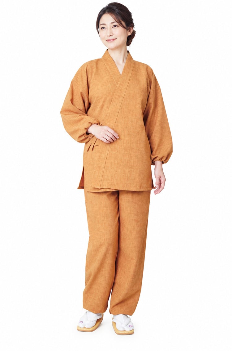作務衣 日本製 女性 麻ライク ポリエステル100％ 1112 S/M/L 夏 母の日 ギフト プレゼント