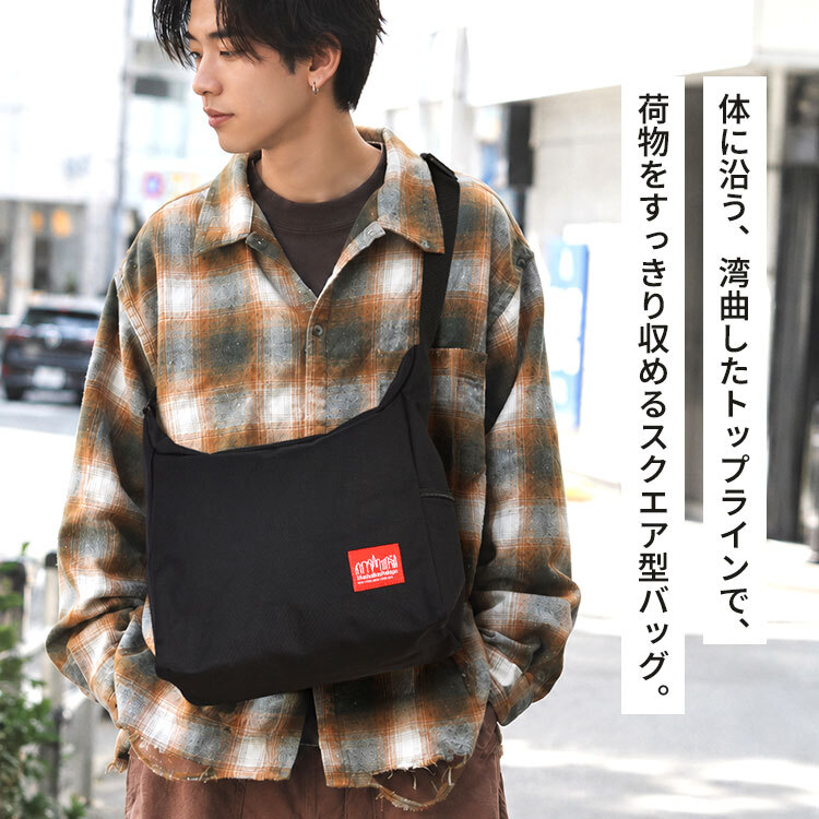 マンハッタンポーテージ ショルダーバッグ スクエア Manhattan Portage メンズ レディース 斜めがけバッグ 軽い A4 大容量 撥水 大きめ 黒 ブラック 多収納 大人 通勤 通学 高校生 ナイロン おしゃれ シンプル カジュアル ベッドスタイショルダーバッグ MP6041 ブランド