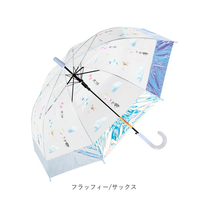 キッズ長傘女の子 通販 こども用ジャンプ傘 ビニール傘55cm ワンタッチ長傘 小学生通学雨傘 ラメ入り丸型手元 ポップグミビニール オーロラ裾デザイン ガールズ雨具 可愛い子ども傘 透明ジャンプ傘 中谷傘ナカタニ 梅雨対策 ファンシー雨傘 ジュニア長傘 ギフト