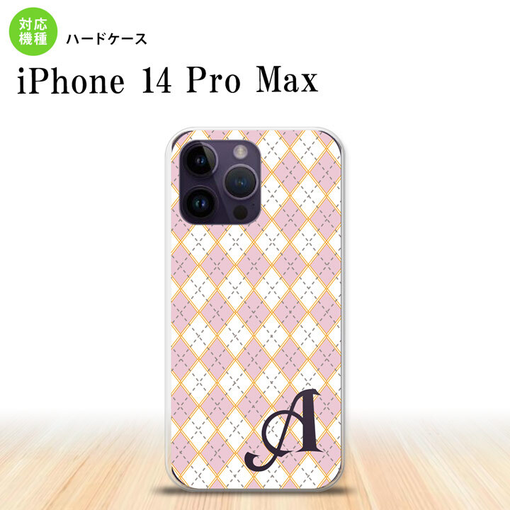 iPhone14 ProMax iPhone14 Pro Max スマホケース 背面ケース ハードケース アーガイル ピンク グレー +アルファベット 2022年 9月発売 nk-i14pm-1411i