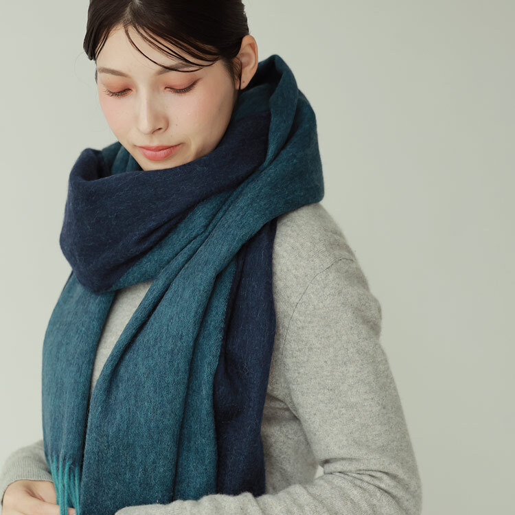 Filomo ストール 大判 レディース カシミヤ アルパカ バイカラー 抗菌 【名入れ刺繍可能】 無地 やわらか 厚い 暖かい 大きいサイズ 秋 冬 マフラー 内モンゴル産 ラッピング ギフト プレゼント 7F (02000256r)
