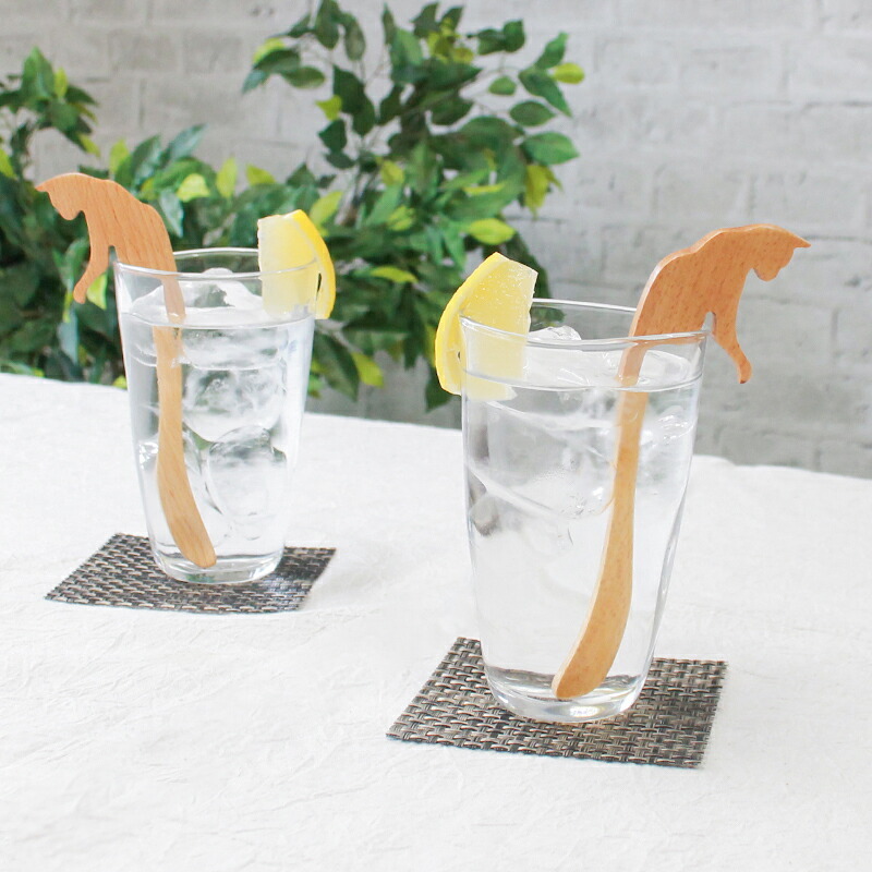 マドラー スプーン カトラリー おしゃれ 木 木製 マドラースプーン 猫 ネコ 業務用 かわいい 16cm 漆 天然木製 食器 カフェ風 シンプル ロング スイーツ 漆塗り コーヒー カフェオレ 焼酎 ねこのしっぽ ブナの木