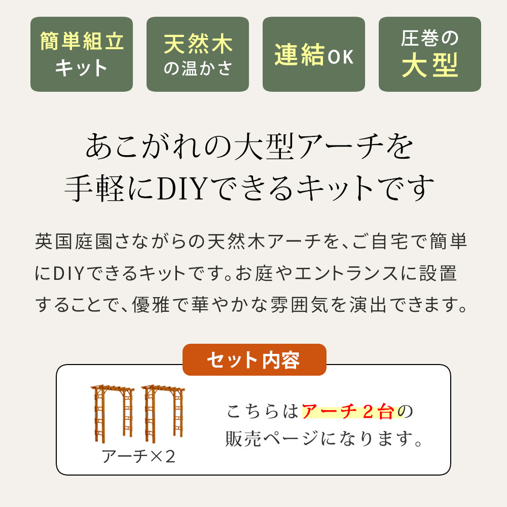 ガーデン エクステリア 天然木製アーチ アーチ 木製 パーゴラ DIY キット 菜園 鉢置き 花置き台 玄関 バルコニー ベランダ 屋外 おしゃれ お庭 ガーデニング 園芸 190 2台 FLPG-R1900-2Pアーチ 大型 ウッド 門 ゲート