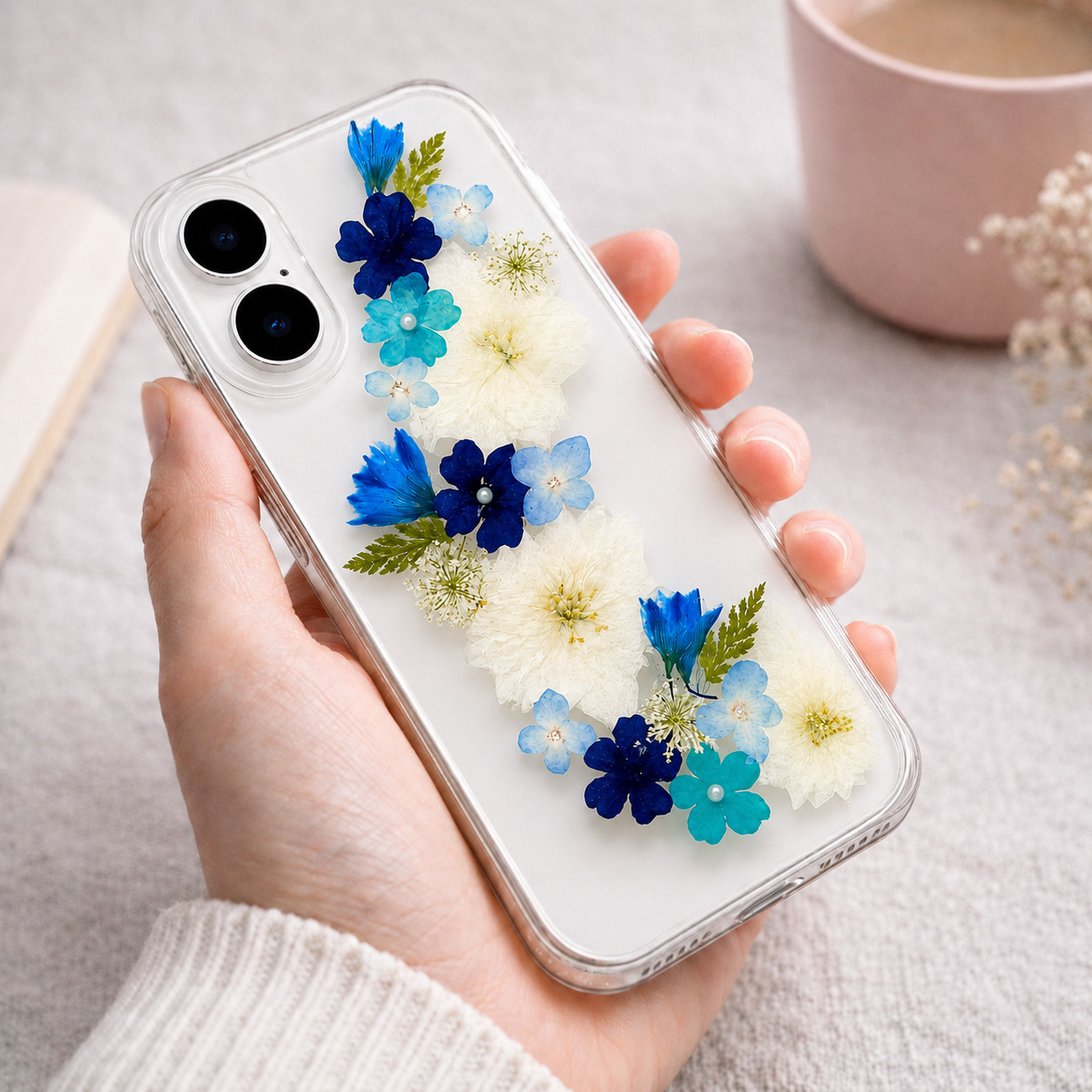 【ほぼ全機種対応スマホケース❁】押し花スマホケース NO.519 3color（着日指定不可） 押し花＆レジン iPhone/Xperia/AQUOS/Galaxy他