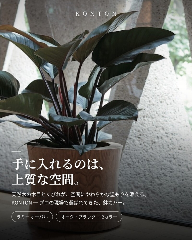 鉢カバー おしゃれ 高級 W49xD42xH40 大型 オーバル 丸 KONTON コントン ラミー オーバル 木製 木目 ウッド 突板 オーク 北欧 ナチュラル 観葉植物 多肉植物 シンボルツリー 寄せ植え 和モダン モダン 室内 屋内 リビング 玄関