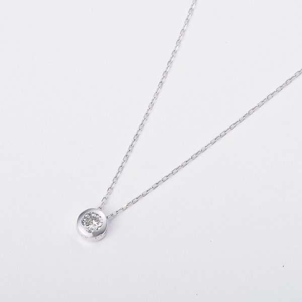 ダイヤモンド ネックレス K18WG 0.1ct フクリン ペンダント 18金 ホワイトゴールド 一粒 ダイヤ シンプル アクセサリー レディース ジュエリー ギフト プレゼント 贈り物