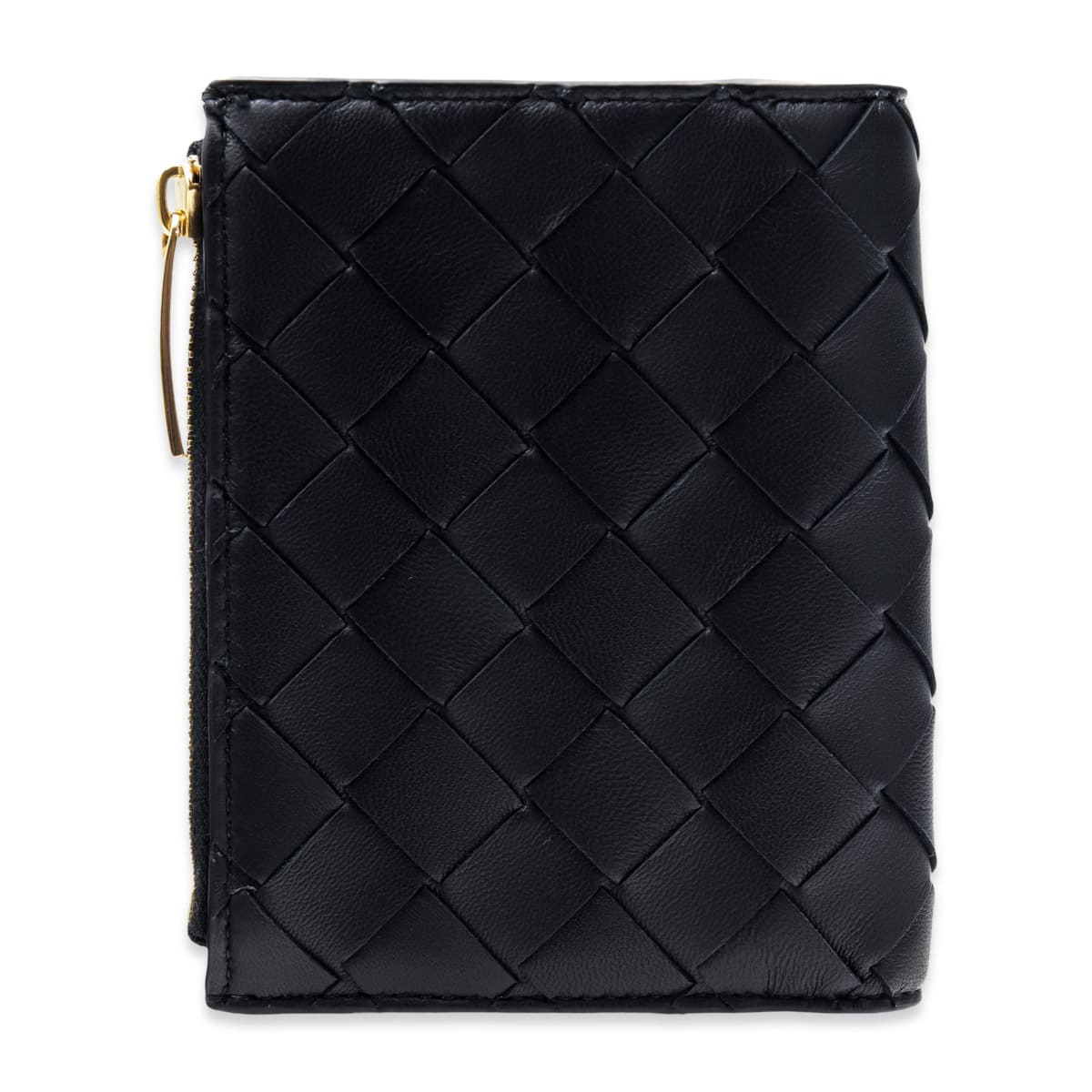 ボッテガヴェネタ BOTTEGA VENETA 二つ折り財布 レディース メンズ イントレチャート 本革 レザー ブラック 黒 ミニ財布 小銭入れ付き ファスナー コインケース 742330 V3UH2 8425