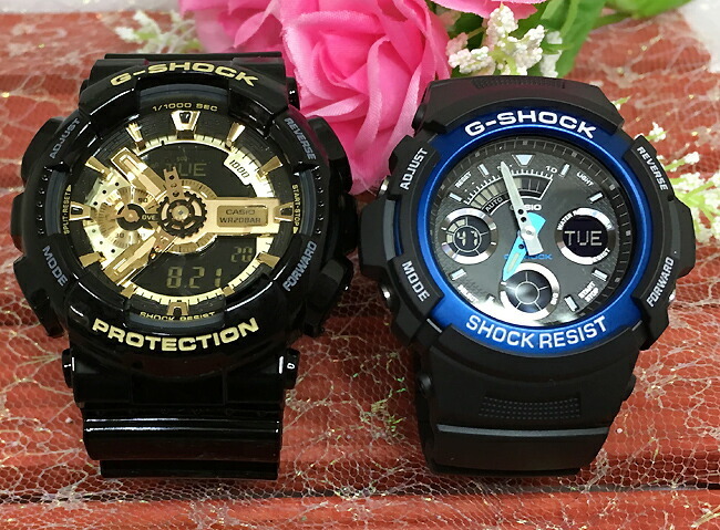ペアウオッチ gショック恋人たちのGショックペア G-SHOCK BABY-G ペアウォッチ ペア腕時計 カシオ 2本セット  アナデジ GA-110GB-1AJF AW-591-2AJF お揃い     新品 手書きします　人気  婚約　夫婦 高級　クリスマス プレゼント おすすめ