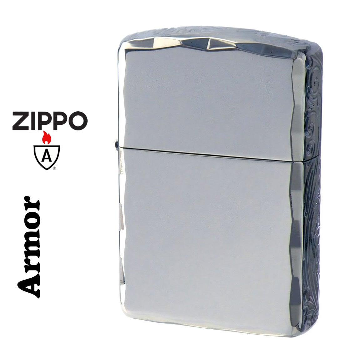 【名入れ】【送料無料】zippo ジッポーライター アーマー３面彫刻 流水紋 Ni 両面コーナーシャインレイカット Niミラー RYUSUI-NI オイルライター カッコイイ おしゃれ 彫刻 高級感 エレガント ギフト 誕生日 プレゼント [zRYUSUI-NI]