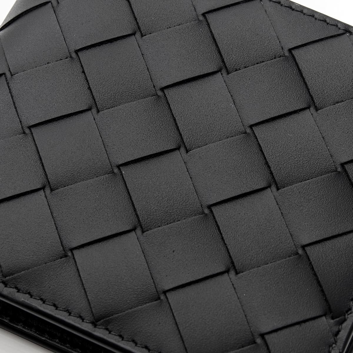 ボッテガヴェネタ BOTTEGA VENETA 二つ折り財布 メンズ レディース イントレチャート 本革 レザー ブラック 黒 小銭入れ付き カード4枚 札入れ コンパクト財布 749412 V3US1 8803
