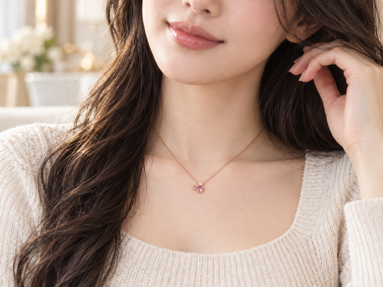 【アクセ箱付】ディズニーネックレス 24金加工 金属アレルギー対応済 ピンクゴールド スワロフスキー ミッキーマウス グッズ 大人向け 大人ディズニー