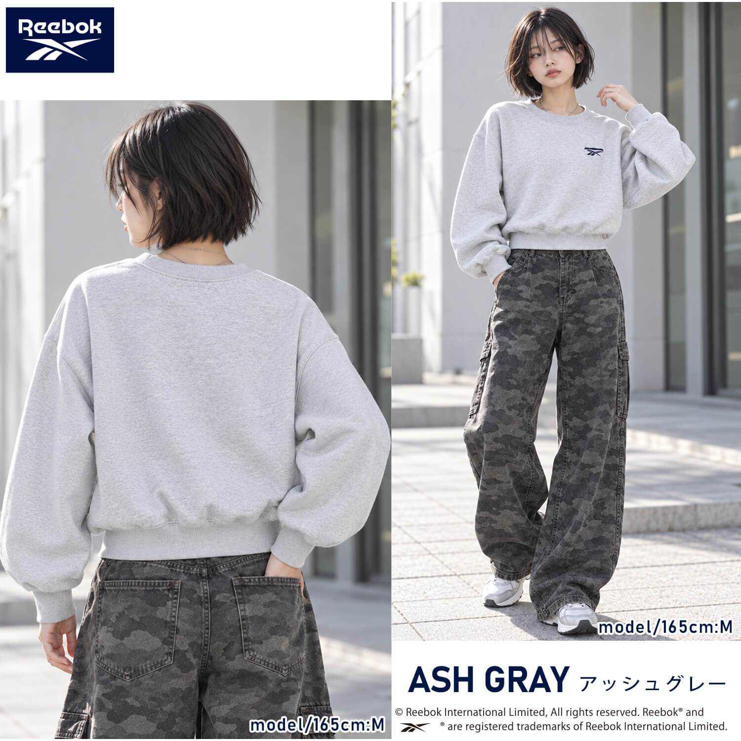 Reebok リーボック トレーナー レディース RL-6500 スウェット クロップド ショート丈 長袖 クルーネック 裏起毛 暖かい ロゴ 刺繍 防寒 スタイルアップ スポーツ カジュアル ファッション トレーニング 黒 M L LL 2026FW Karlas