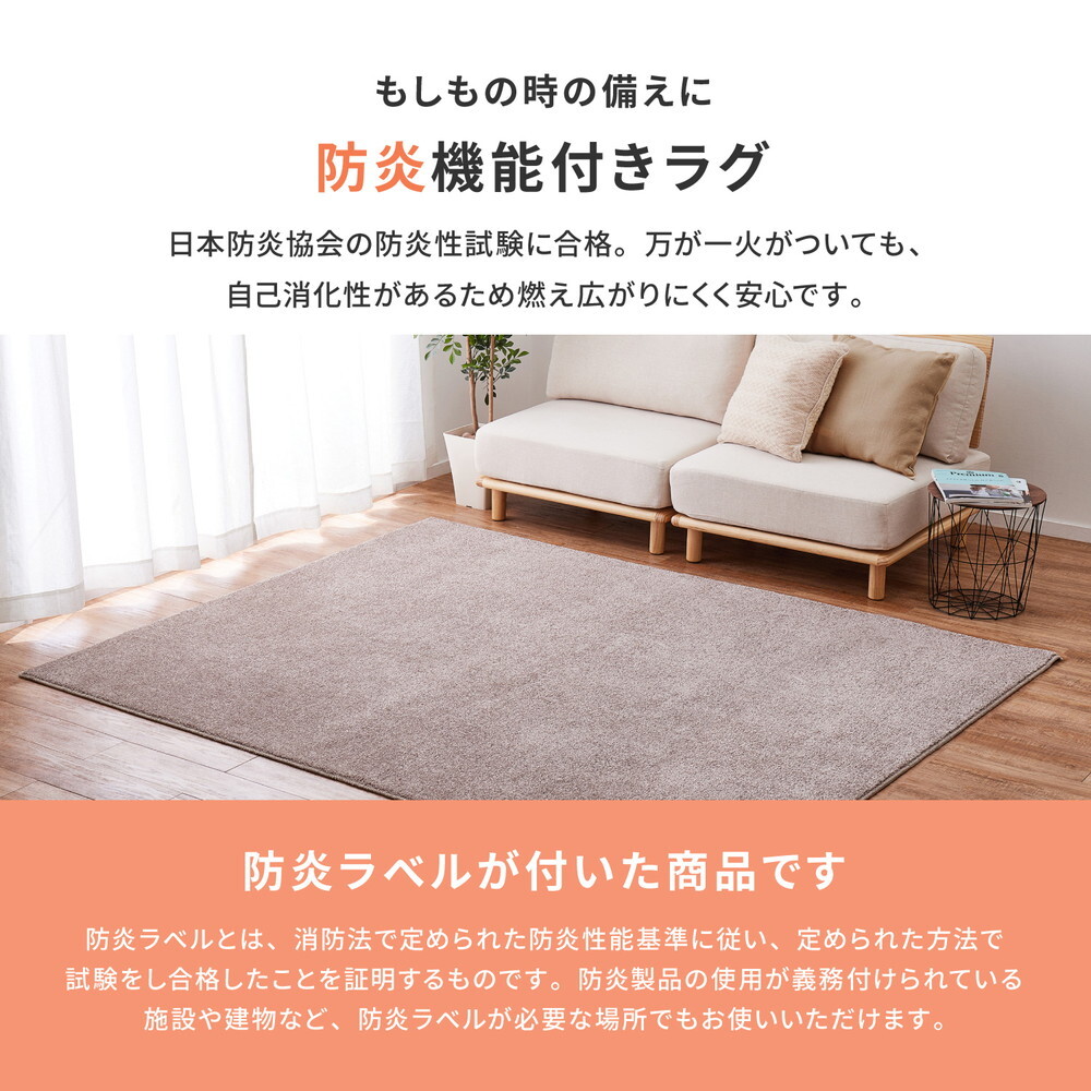 ラグ カーペット 国産高機能 ララ 約130×190cm 防ダニ 抗菌 防臭 防音 防炎 制電 日本製 ナイロン 無地