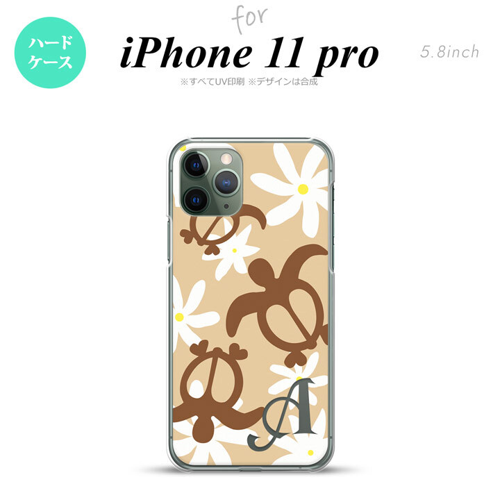 iPhone11Pro iPhone11 Pro スマホケース ハードケース ホヌ ティアレ ベージュ +アルファベット メンズ レディース nk-i11p-1081i