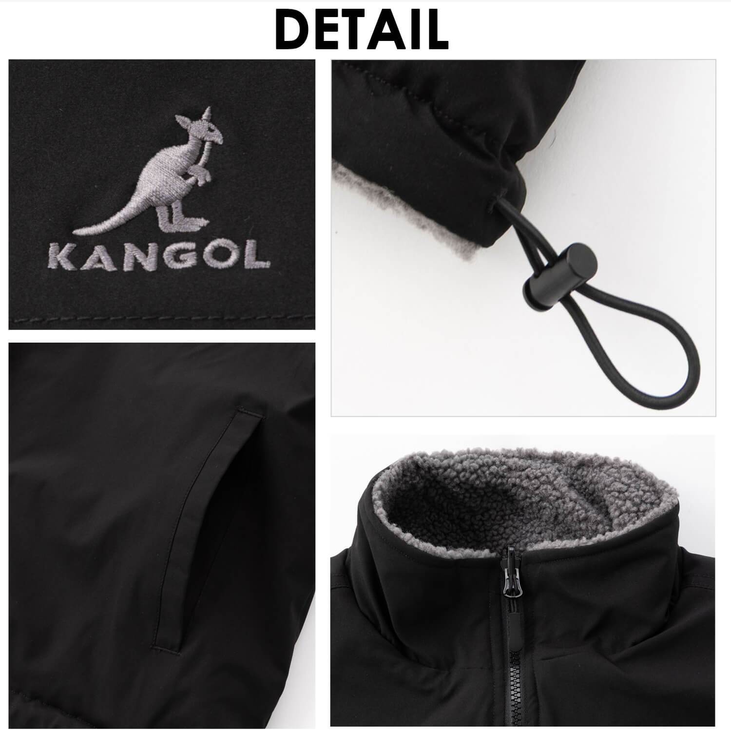  KANGOL カンゴール ブルゾン ジャケット リバーシブル レディース メンズ ボア ハイネック ダブルジップ 防寒 ブランド ロゴ ゆったり おしゃれ ストリート カジュアル アウター 高校生 秋 冬 M L LL 2026FW Karlas 別注
