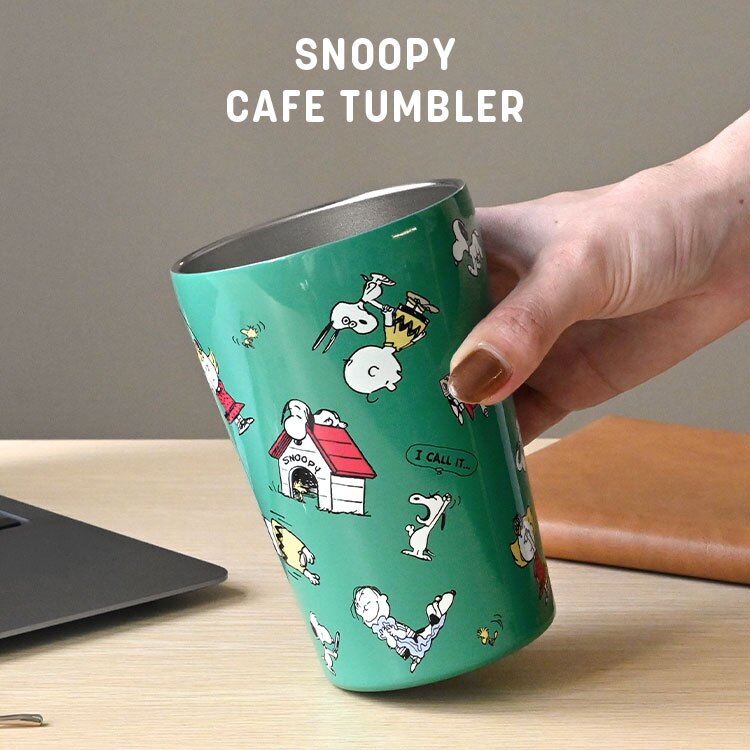 タンブラー スヌーピー 保温 保冷 ステンレスタンブラー キャラクター おしゃれ かわいい 真空二重構造 450ml 結露防止 蓋なし 直飲み コップ ステンレスマグ ドリンクホルダー カップホルダー デスク オフィス アイボリー オレンジ ピンク グリーン カラフル SNOOPY PEANUTS