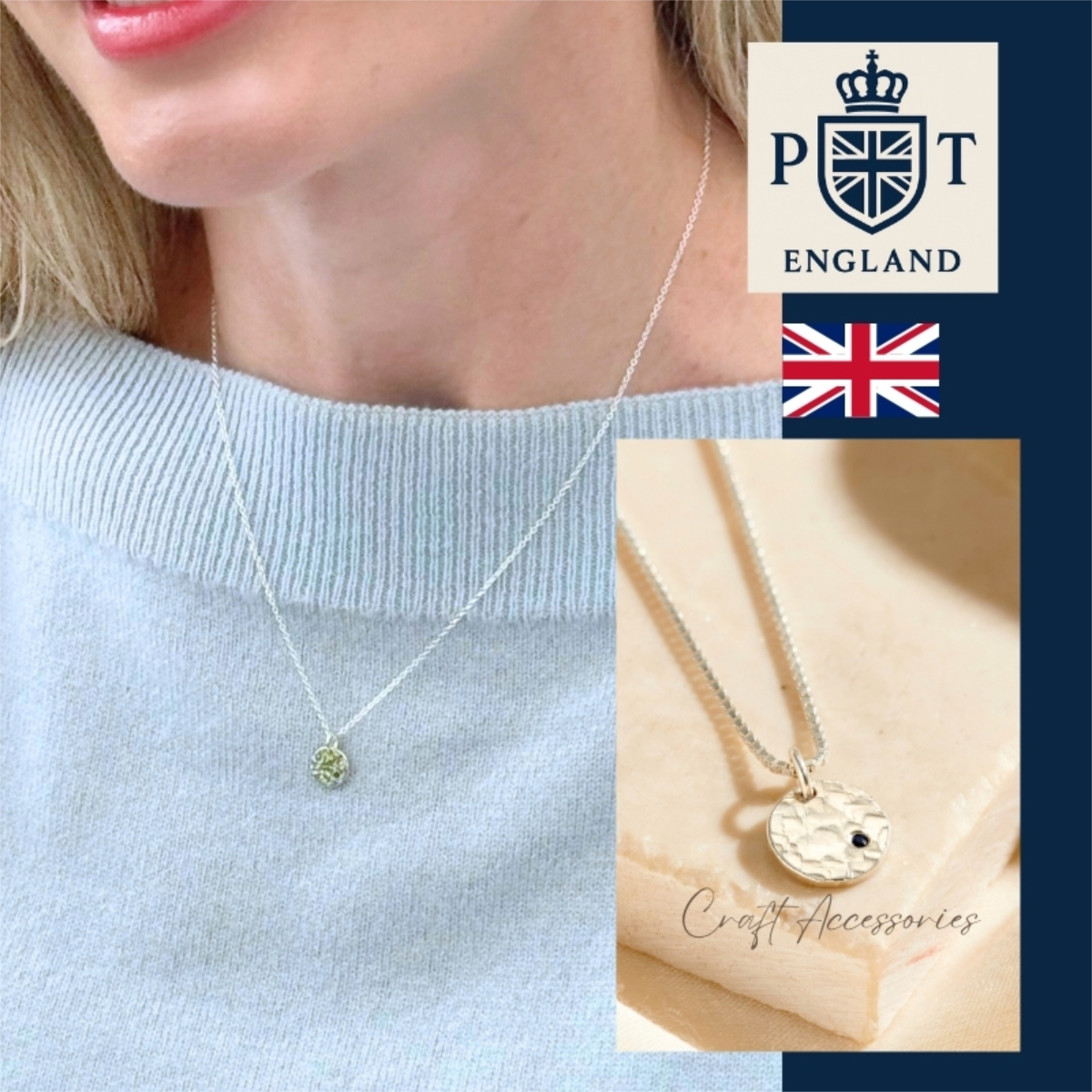 英国製 ハンドメイド 一粒サファイア シルバーネックレス レディース サファイア 天然石 スターリングシルバー 925 上品 シンプル 大人 女性 彼女 妻 母 誕生日 記念日 母の日 クリスマス プレゼント ギフト