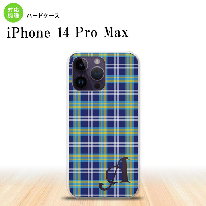 iPhone14 ProMax iPhone14 Pro Max スマホケース 背面ケース ハードケース チェック B 青 +アルファベット 2022年 9月発売 nk-i14pm-438i