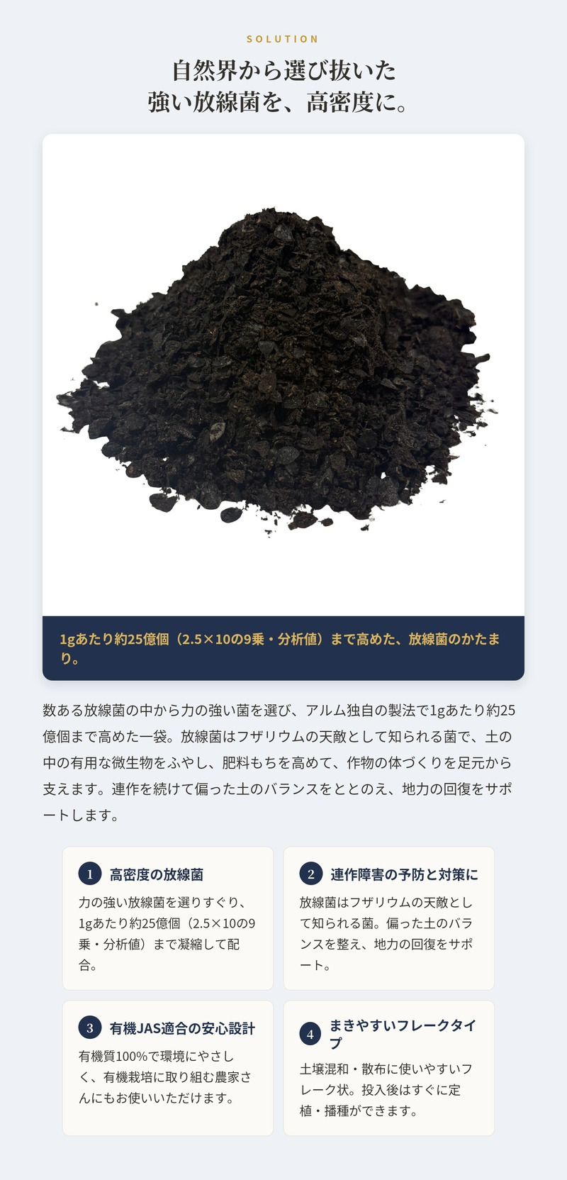 堆肥 Dr.放線菌 20L(7kg) 有機JAS適合 放線菌 微生物資材 連作障害 対策 土壌改良材 アルム農材 ドクターホウセンキン フザリウム リゾクトニア 土づくり 有機農業 家庭菜園 ぼかし肥料 発酵肥料 善玉菌 有用微生物 地力回復 土壌病害 生育障害 果菜 果樹 野菜 農業資材