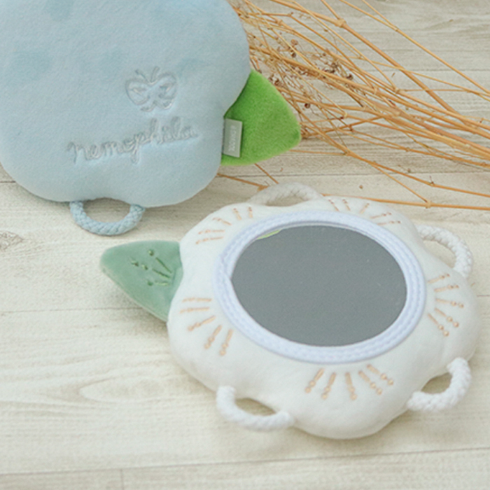 おはな わっかミラー | 鏡 ソフトミラー お花 フラワー おもちゃ 布製 知育玩具 ガラガラ ラトル 布 ファーストトイ 歯固め 音が鳴る 赤ちゃん ベビー